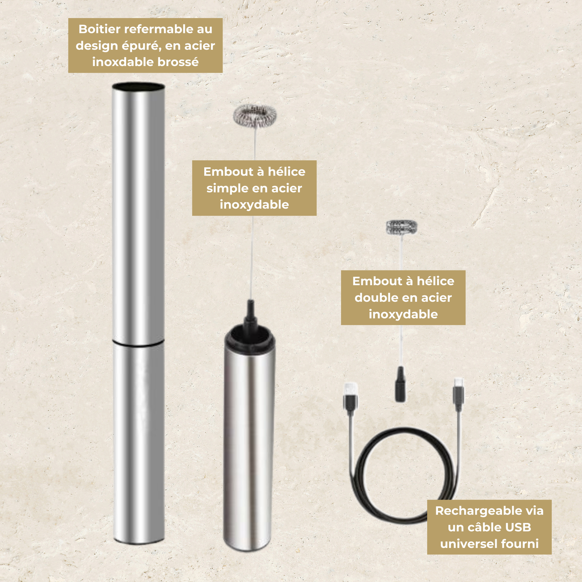 Mousseur à lait électrique pour ube - 2 têtes interchangeables – Nuances Ube Mousseur à lait électrique pour ube - 2 têtes interchangeables – Nuances Ube